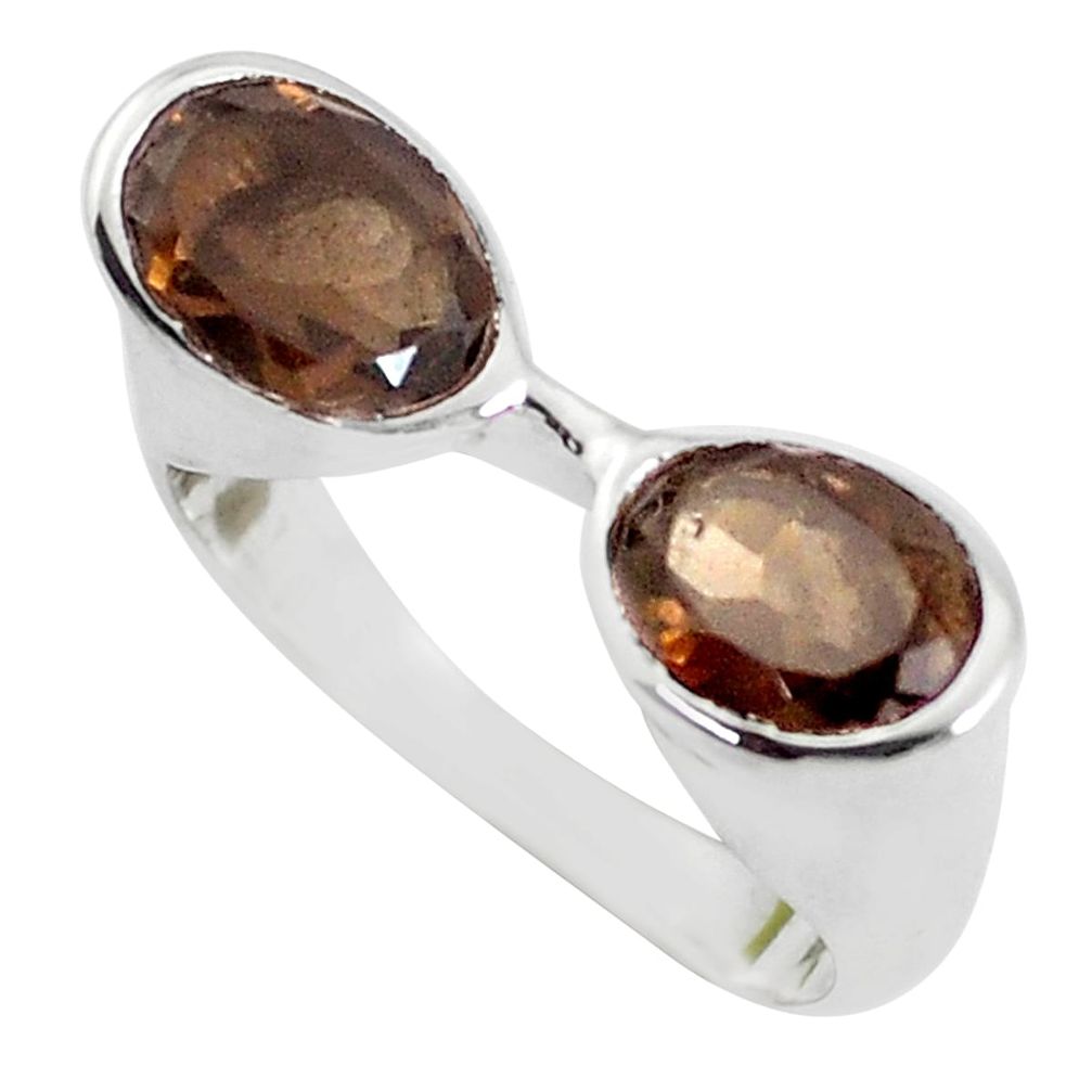 4.07cts brown smoky topaz 925 sterling silver ring jewelry size 7 d31316