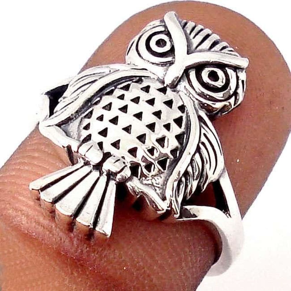 4.86gms EXCLUSIVE 925 STERLING SILVER OWL RING JEWELRY SIZE 6.5 H9515