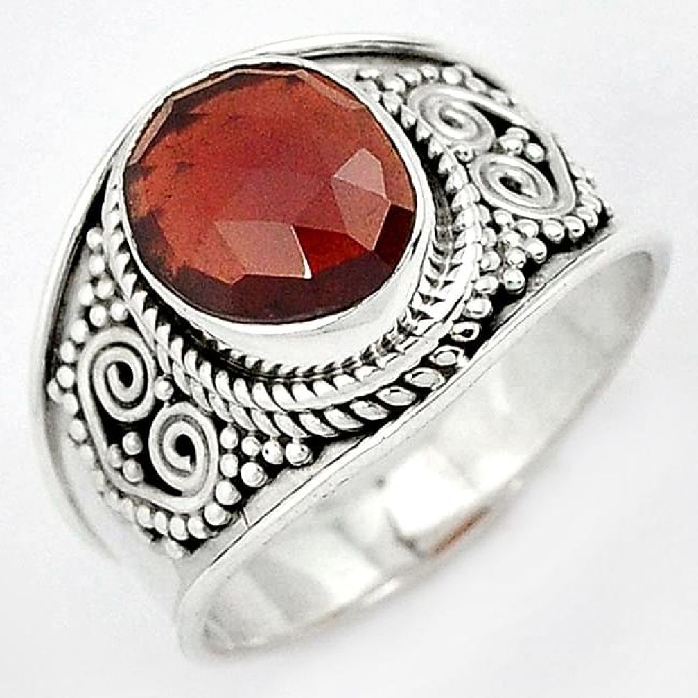 FABULOUS NATURAL RED RHODOLITE GEMSTONE 925 STERLING SILVER RING SIZE 7.5 H43567