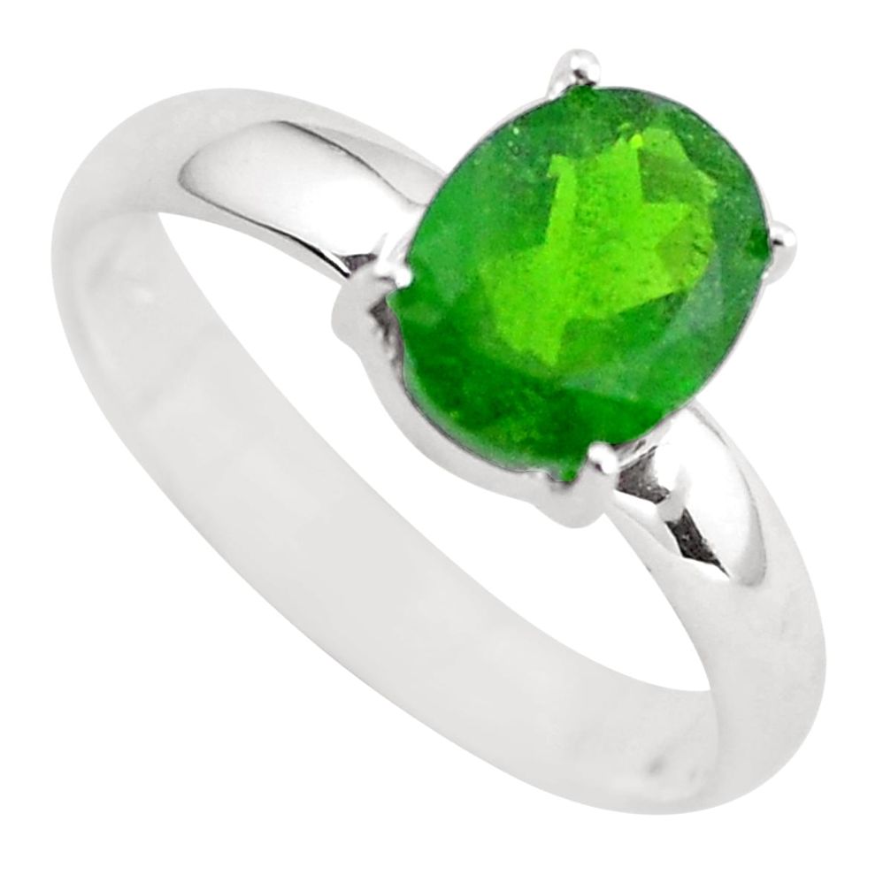 3.09cts faceted natural chrome diopside 925 silver solitaire ring size 8 p54190
