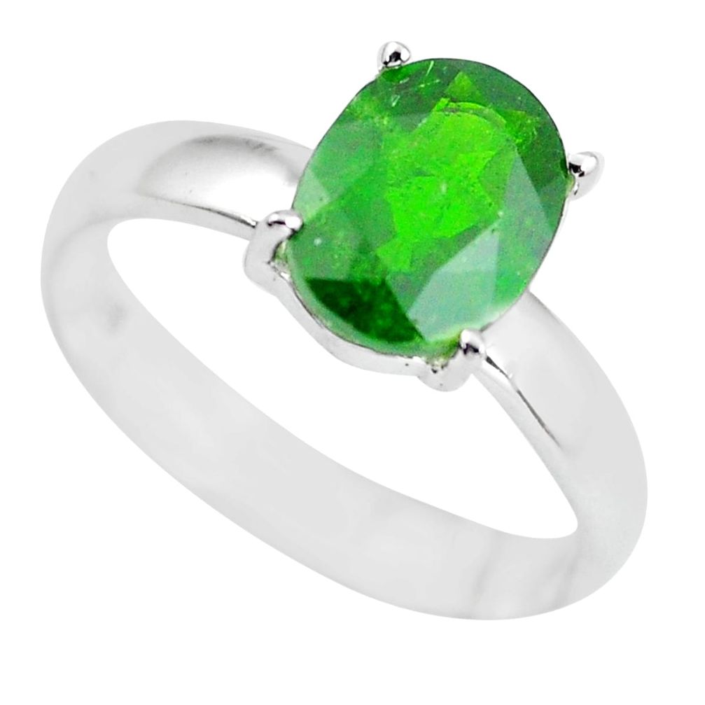 3.03cts faceted natural chrome diopside 925 silver solitaire ring size 7 p63782