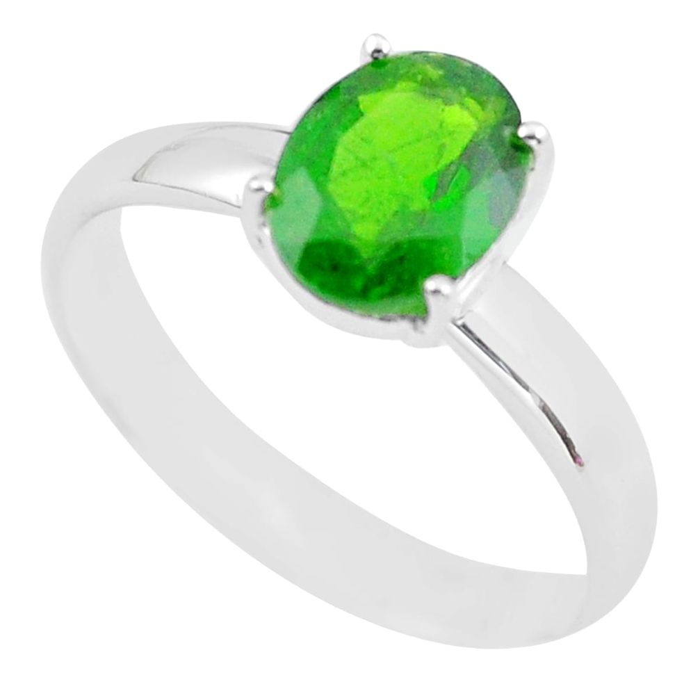 3.65cts faceted natural chrome diopside silver solitaire ring size 9.5 p63806