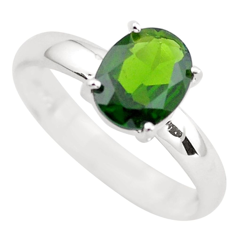 3.05cts faceted natural green chrome diopside 925 silver ring size 8 p54174
