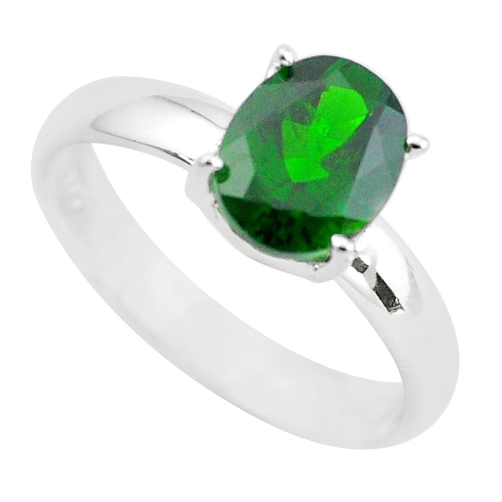 3.84cts faceted natural green chrome diopside 925 silver ring size 9 p54178