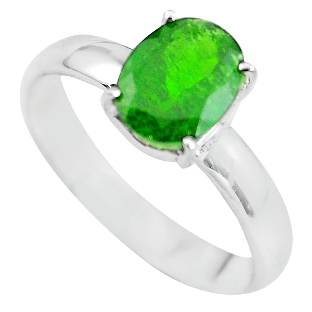 Faceted natural green chrome diopside 925 silver solitaire ring size 9.5 p63765
