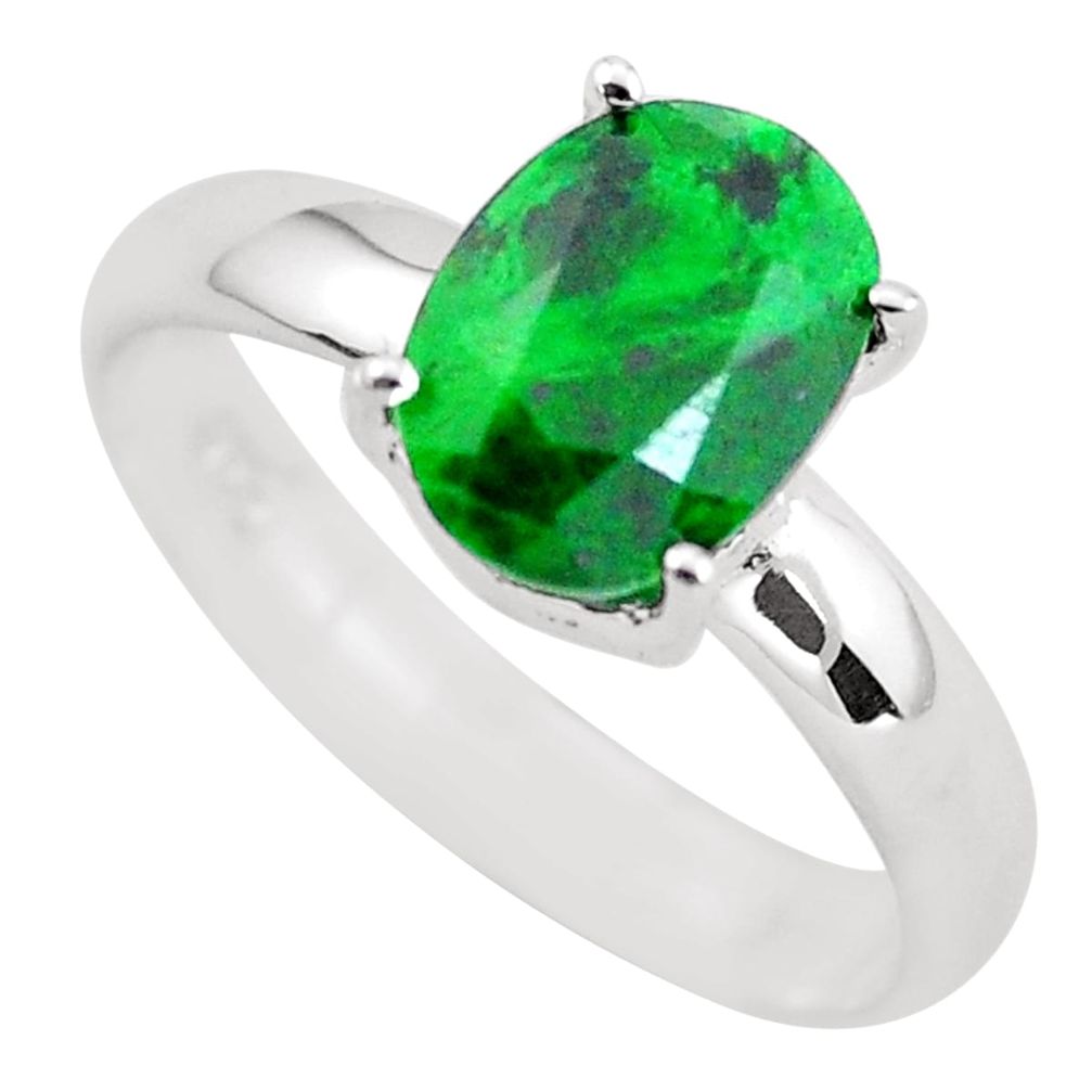 Faceted natural green maw sit sit 925 silver solitaire ring size 8.5 p54211