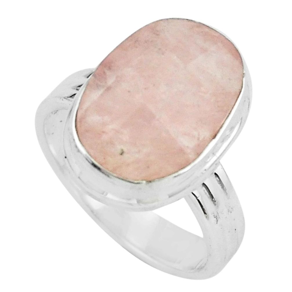 9.37cts faceted natural orange morganite silver solitaire ring size 7.5 p68444