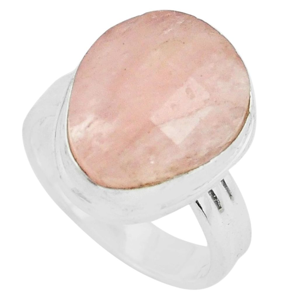 9.13cts faceted natural orange morganite silver solitaire ring size 7.5 p68448