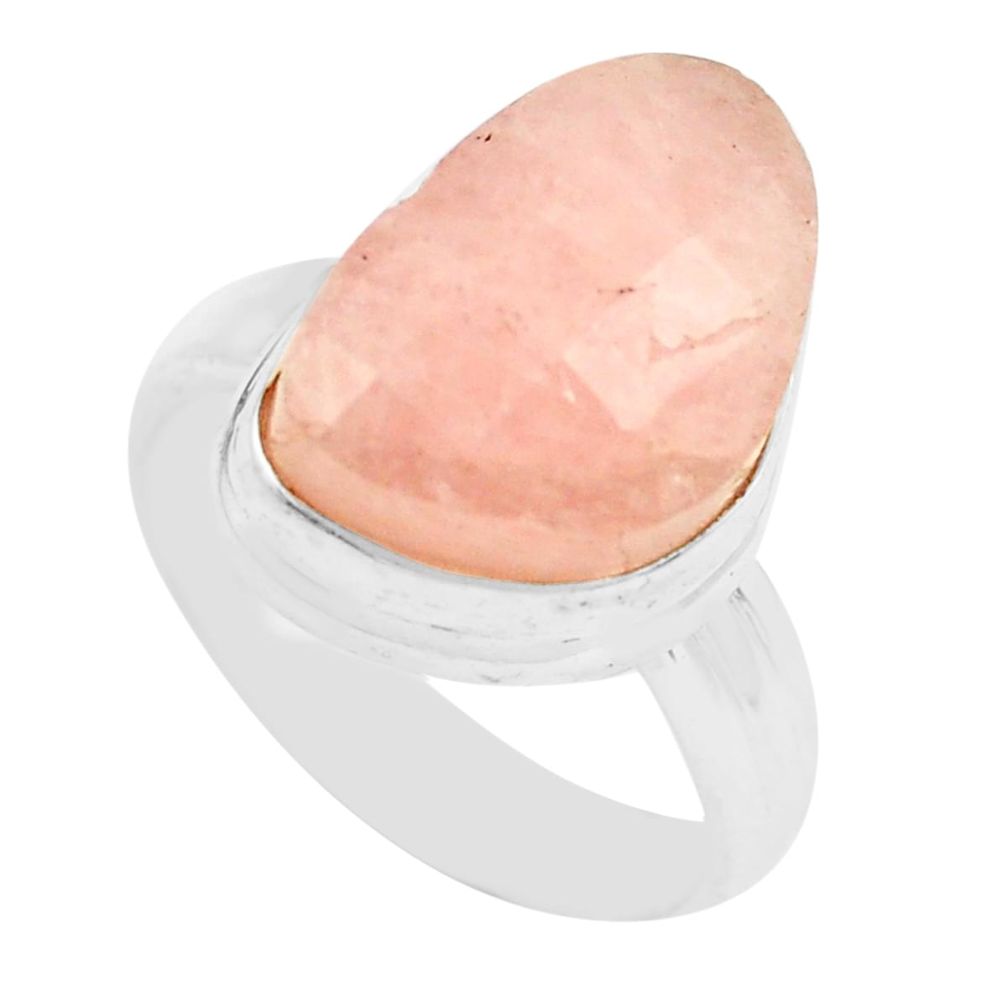 11.25cts faceted natural orange morganite silver solitaire ring size 8 p71466
