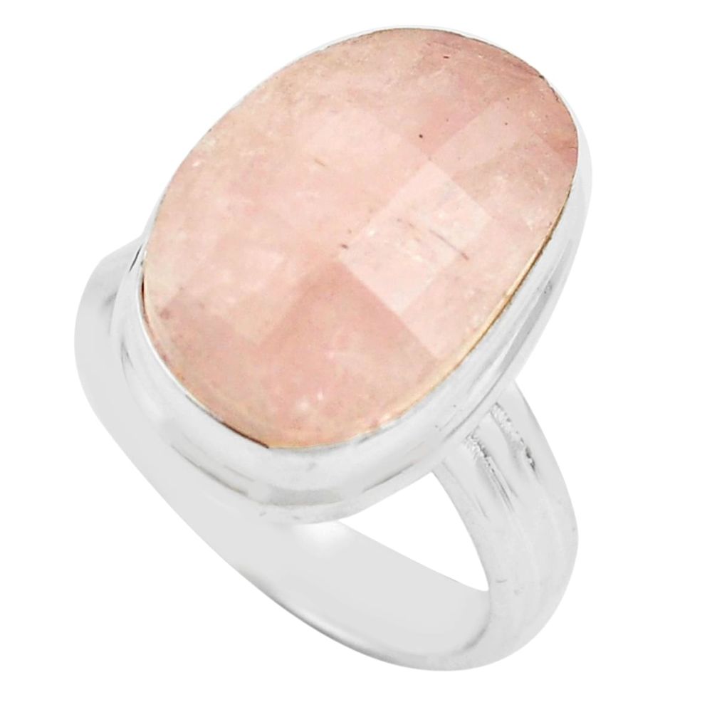 14.12cts faceted natural orange morganite silver solitaire ring size 7.5 p71476
