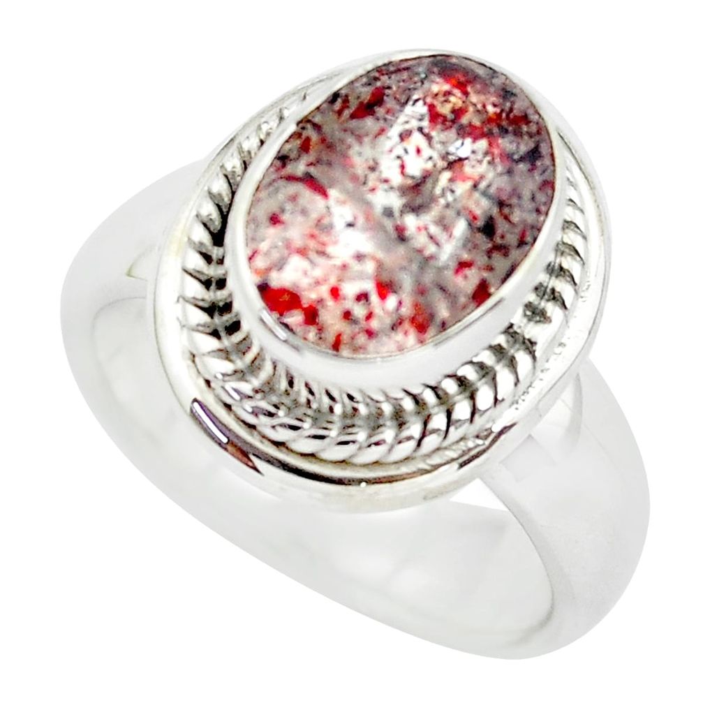 Faceted natural red strawberry quartz 925 silver solitaire ring size 6.5 p54332