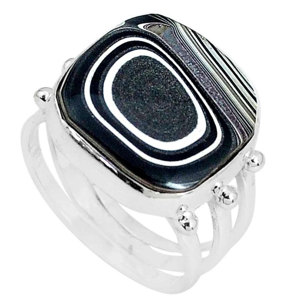12.06cts fordite detroit agate 925 silver solitaire ring jewelry size 8.5 p33060