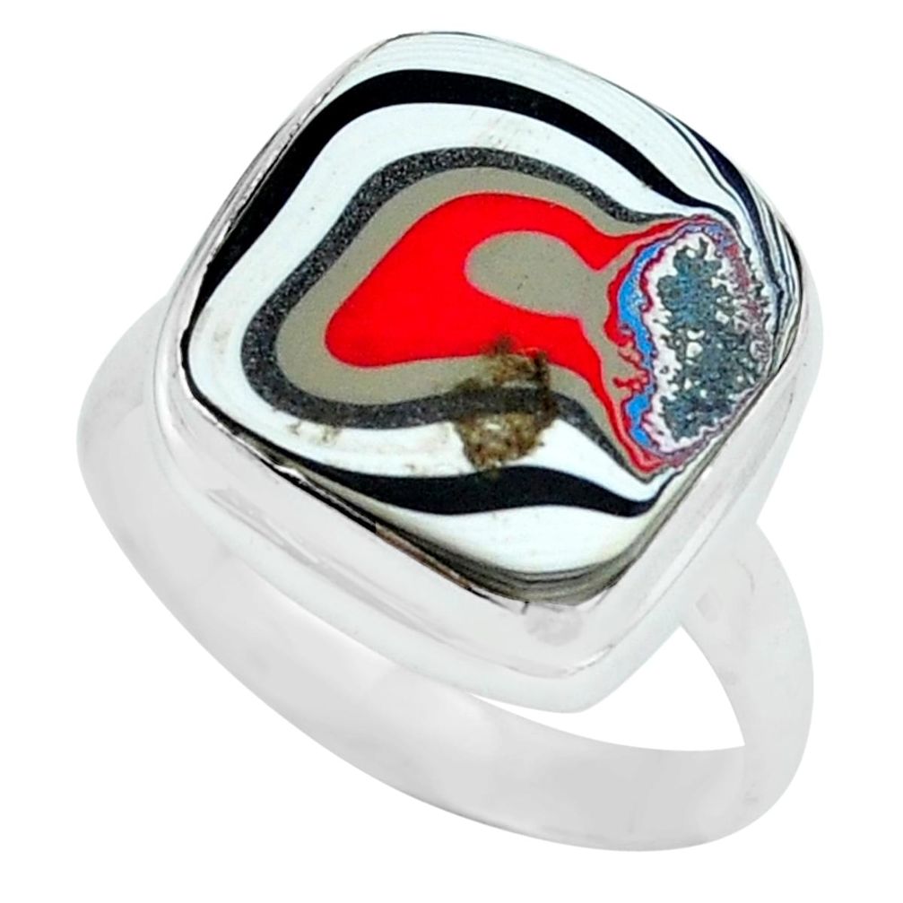 7.04cts fordite detroit agate 925 silver solitaire ring jewelry size 8 p69195