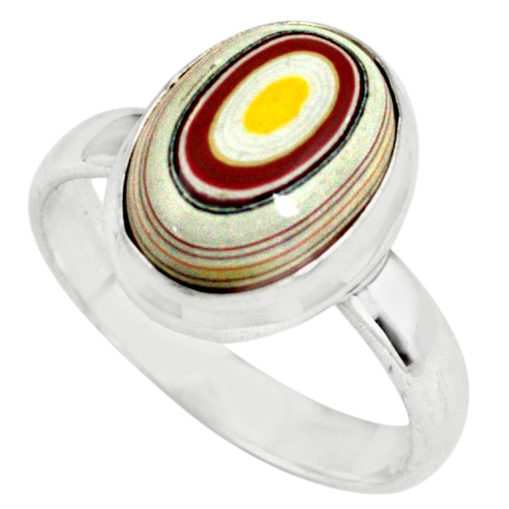 4.82cts fordite detroit agate 925 silver solitaire ring jewelry size 7.5 p79225
