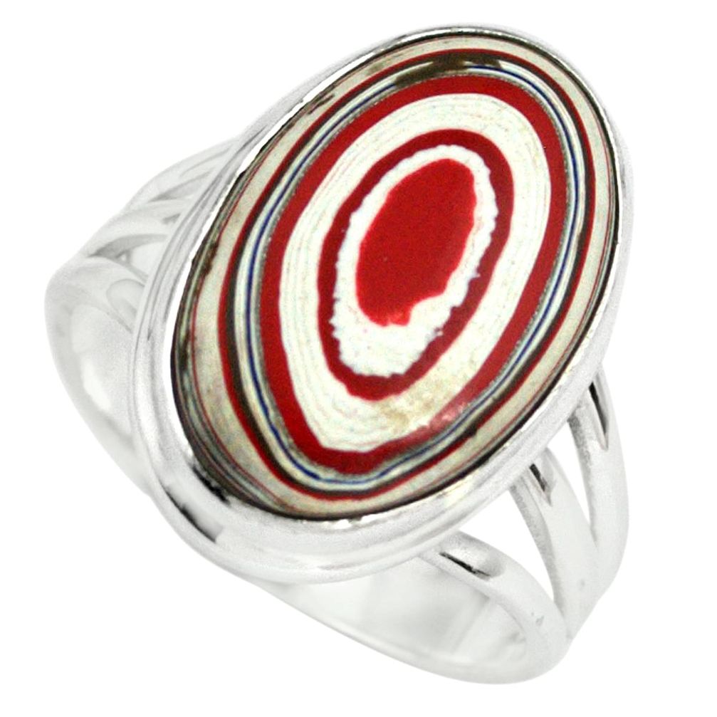 Fordite Detroit Agate 925 Silver Solitaire Ring Jewelry Size 8 P79265 Gemexi
