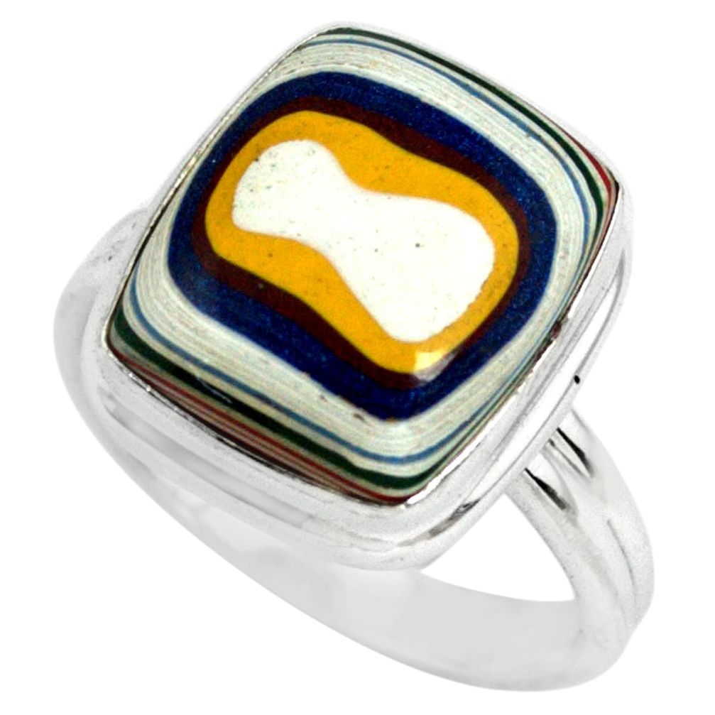 5.36cts fordite detroit agate 925 silver solitaire ring jewelry size 7 p79266