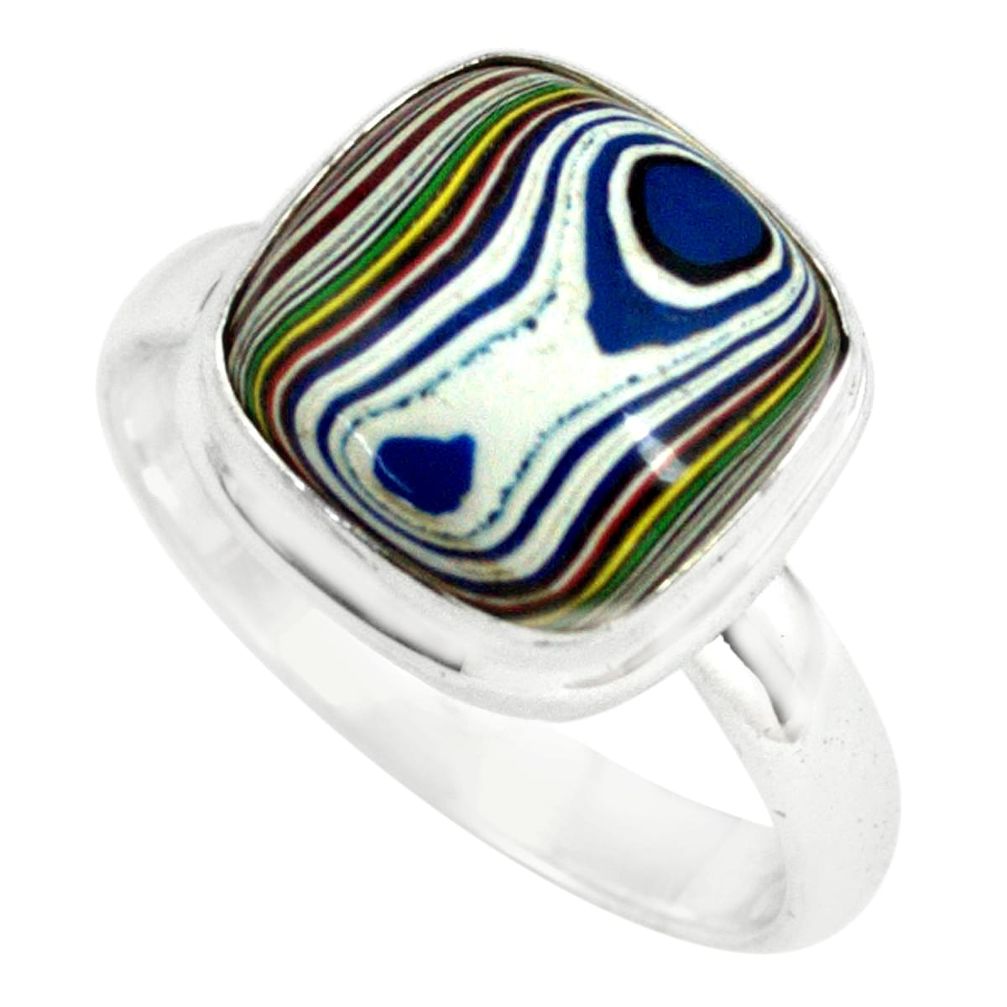 Fordite Detroit Agate 925 Silver Solitaire Ring Jewelry P79297 Gemexi