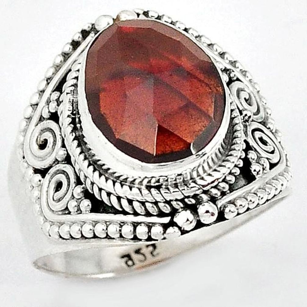 GALLANT NATURAL RED RHODOLITE 925 STERLING SILVER RING JEWELRY SIZE 7 H43574