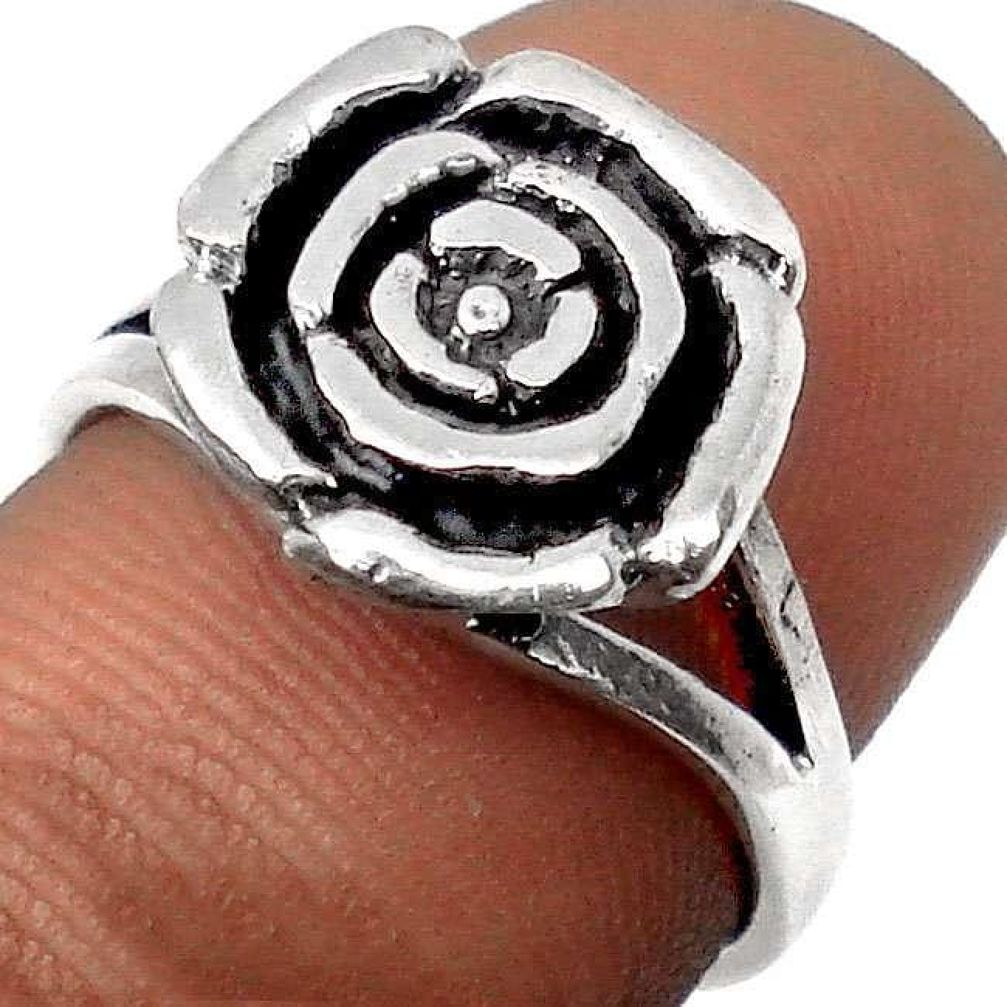 5.46gms GORGEOUS 925 STERLING SILVER ROSE FLOWER RING JEWELRY SIZE 7 H9513