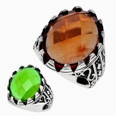 17.81cts green alexandrite (lab) 925 sterling silver mens ring size 9 c2978