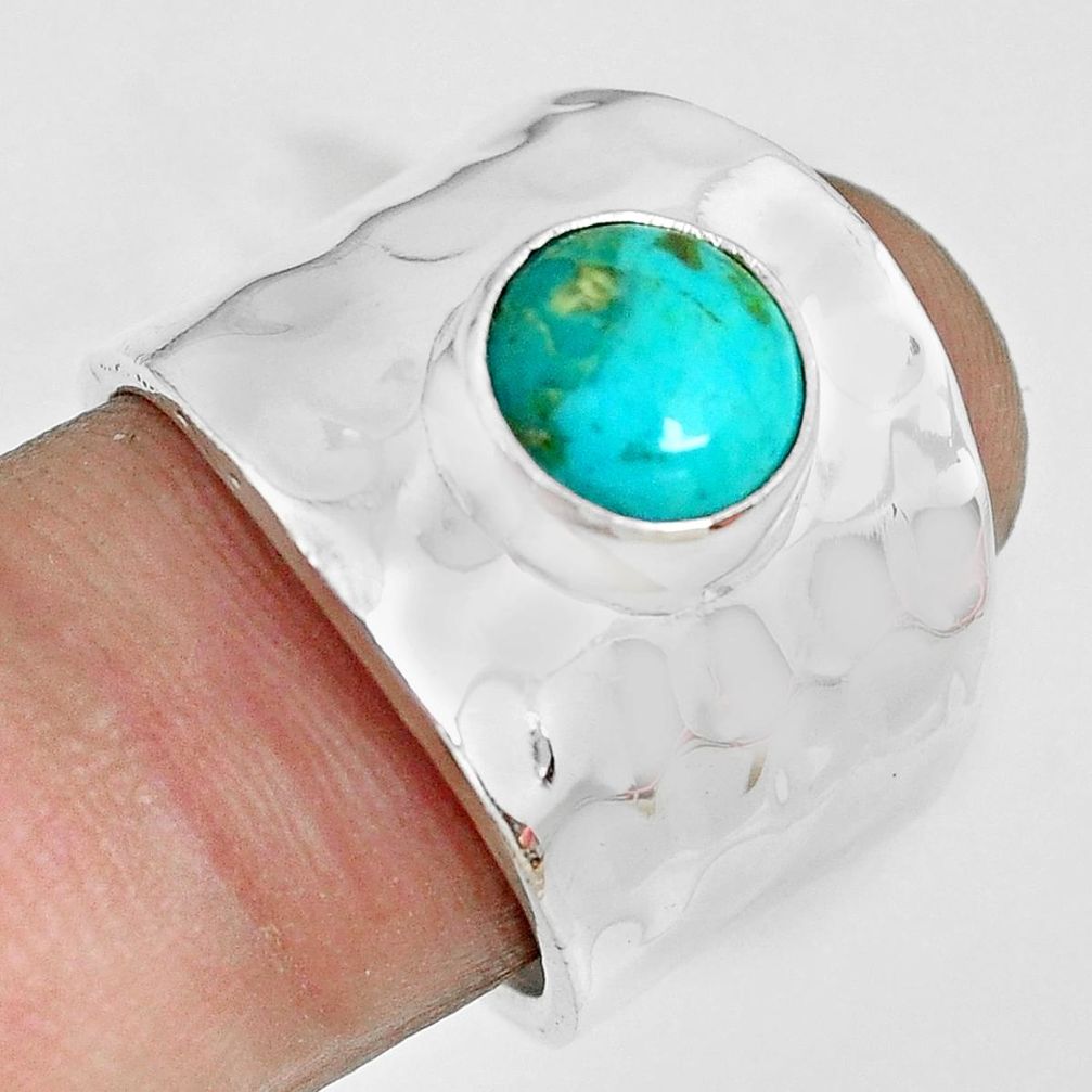 3.29cts green arizona mohave turquoise 925 silver solitaire ring size 7 p70106