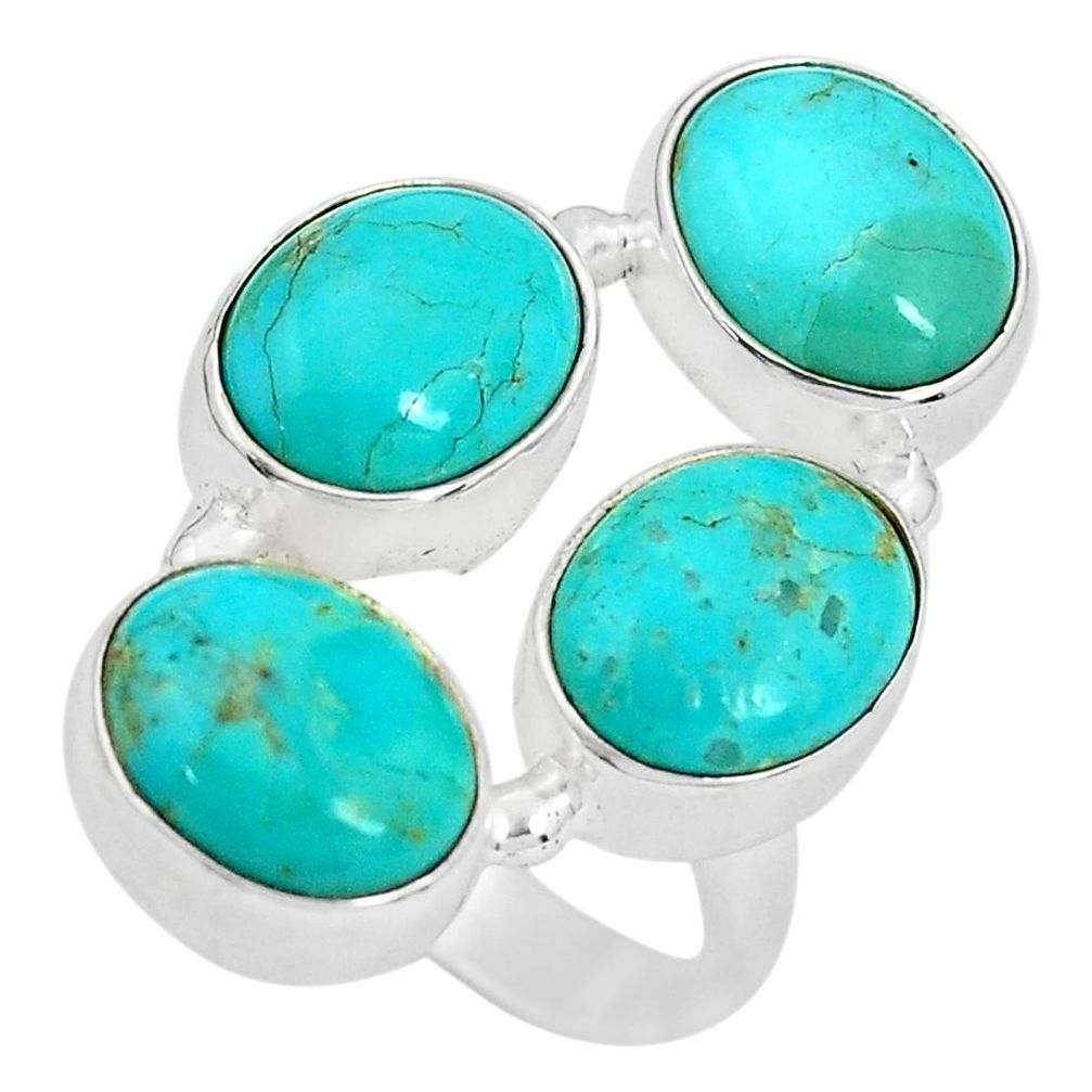 13.07cts green arizona mohave turquoise 925 sterling silver ring size 6.5 p32821