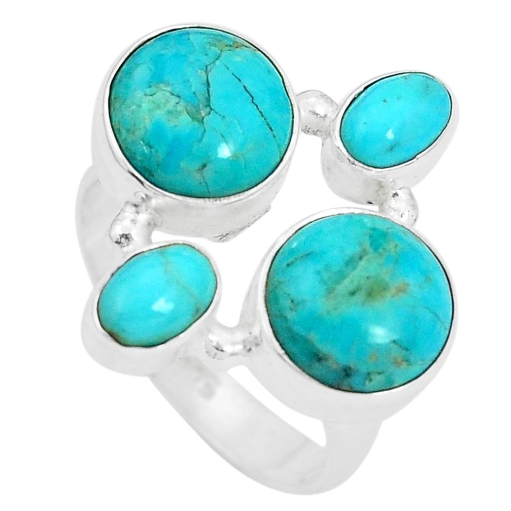 10.70cts green arizona mohave turquoise 925 sterling silver ring size 7.5 p32823