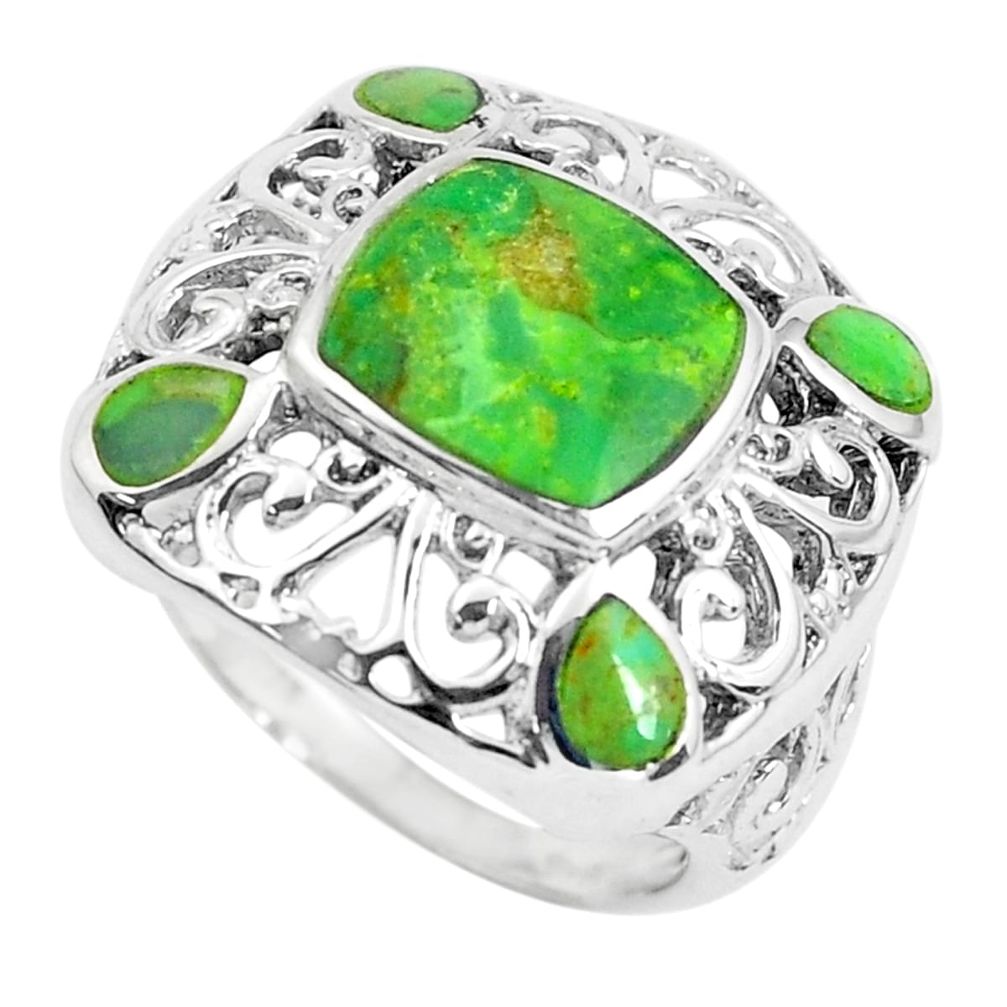 6.33cts green copper turquoise 925 sterling silver ring jewelry size 8 c1819