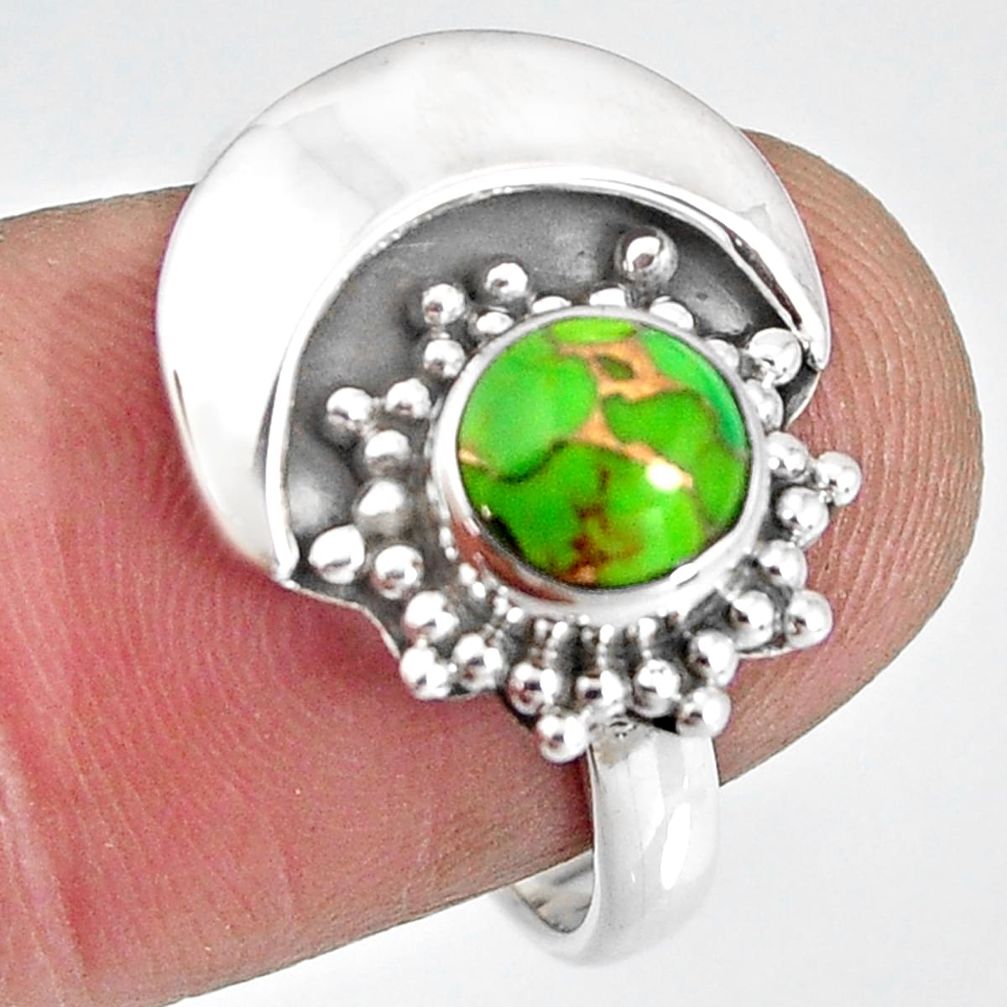 1.35cts green copper turquoise 925 sterling silver ring jewelry size 7.5 d32600