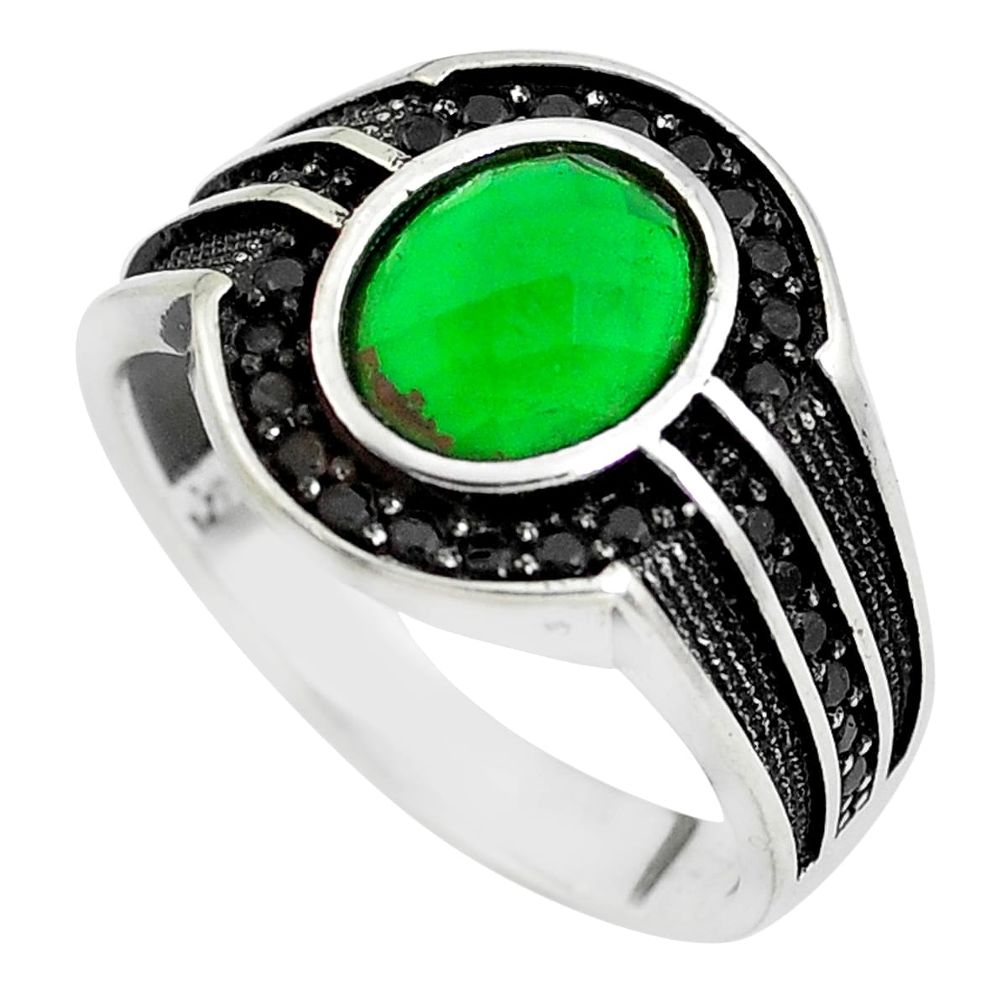 3.91cts green emerald (lab) topaz 925 sterling silver mens ring size 11 c1099