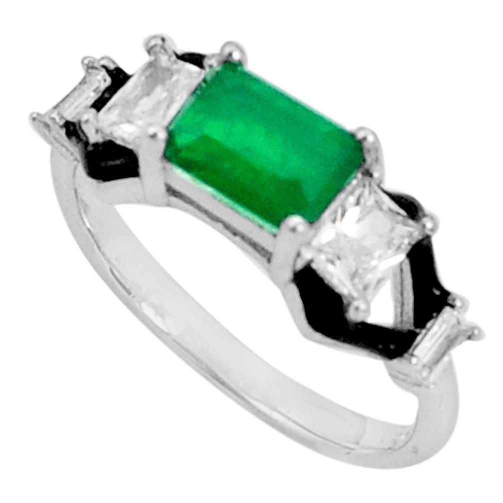 2.71cts green emerald (lab) topaz enamel 925 sterling silver ring size 7 c2700