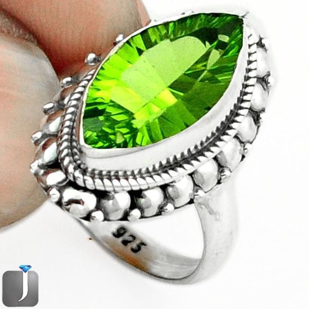 7.11cts GREEN PARROT QUARTZ 925 STERLING SILVER RING JEWELRY SIZE 7.5 F14825