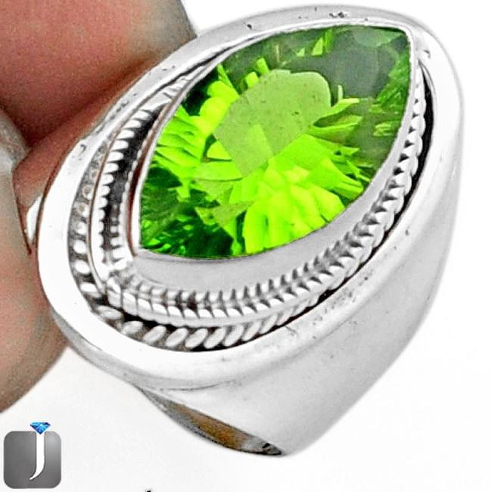 8.42cts GREEN PARROT QUARTZ 925 STERLING SILVER RING JEWELRY SIZE 8 F14839