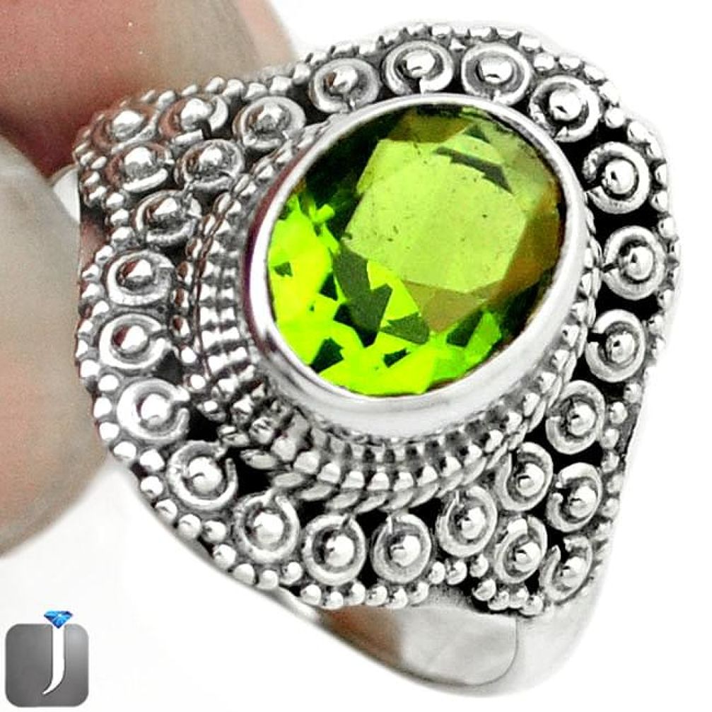 3.29cts GREEN PARROT QUARTZ 925 STERLING SILVER RING JEWELRY SIZE 7.5 F15175