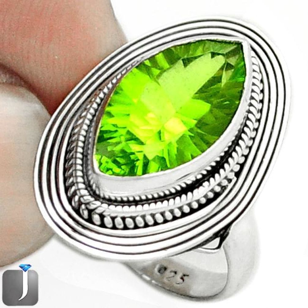 8.28cts GREEN PARROT QUARTZ 925 STERLING SILVER RING JEWELRY SIZE 7 F18835