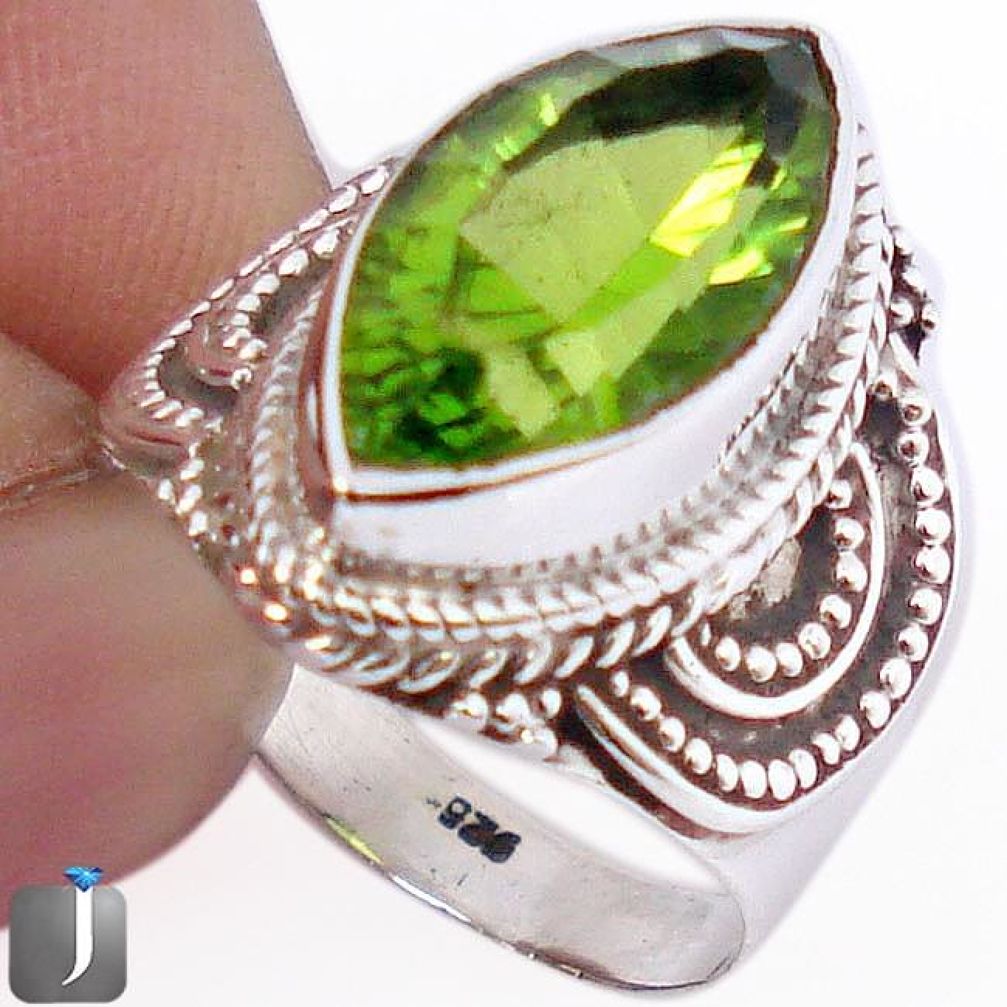 8.91cts GREEN PARROT QUARTZ 925 STERLING SILVER RING JEWELRY SIZE 9 F22106