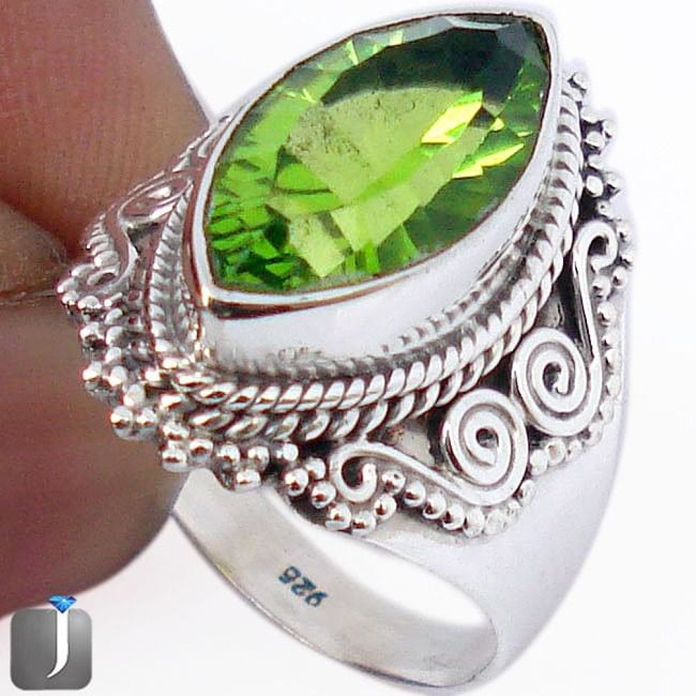 9.94cts GREEN PARROT QUARTZ 925 STERLING SILVER RING JEWELRY SIZE 8.5 F22107