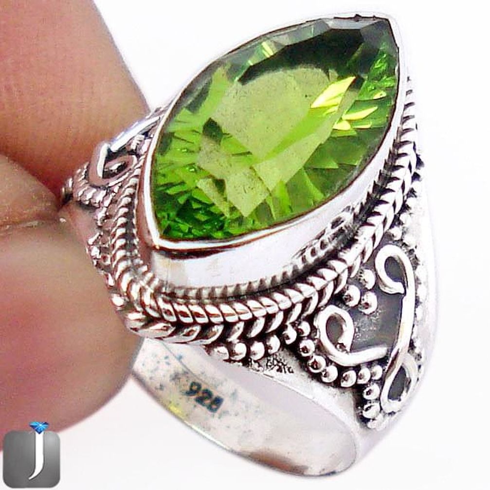 8.50cts GREEN PARROT QUARTZ 925 STERLING SILVER RING JEWELRY SIZE 8 F22108