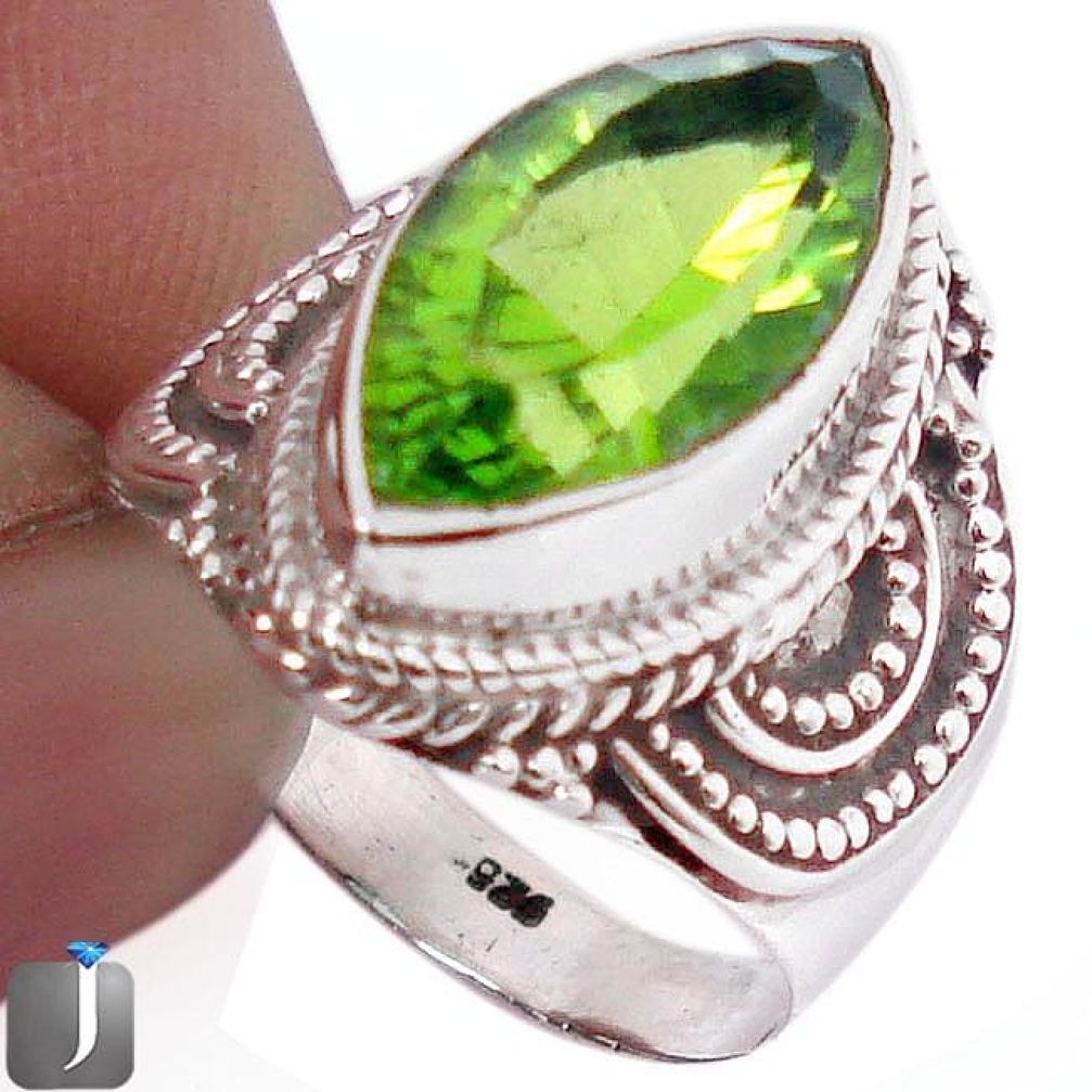 9.72cts GREEN PARROT QUARTZ 925 STERLING SILVER RING JEWELRY SIZE 7.5 F26107