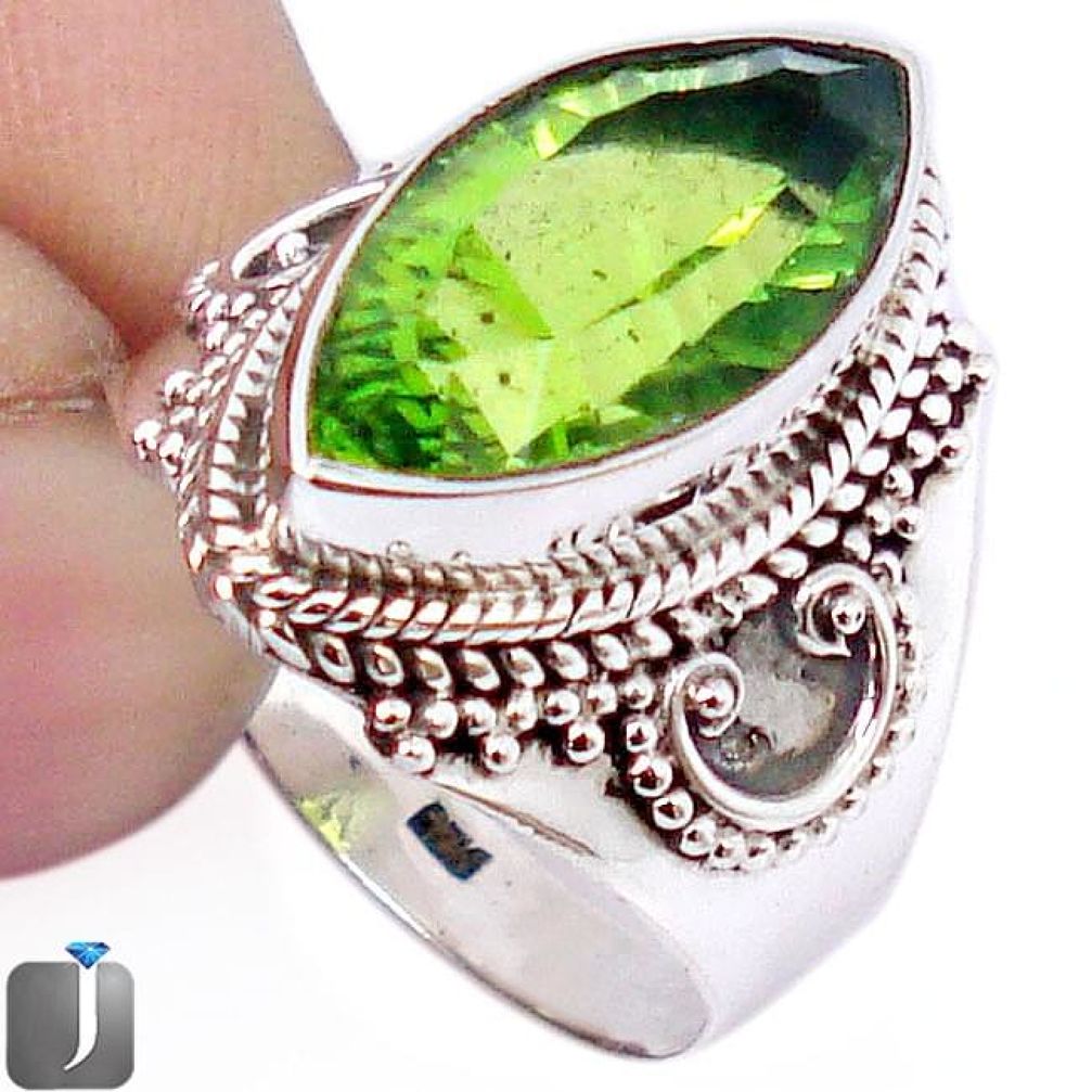 9.76cts GREEN PARROT QUARTZ 925 STERLING SILVER RING JEWELRY SIZE 7.5 F26108