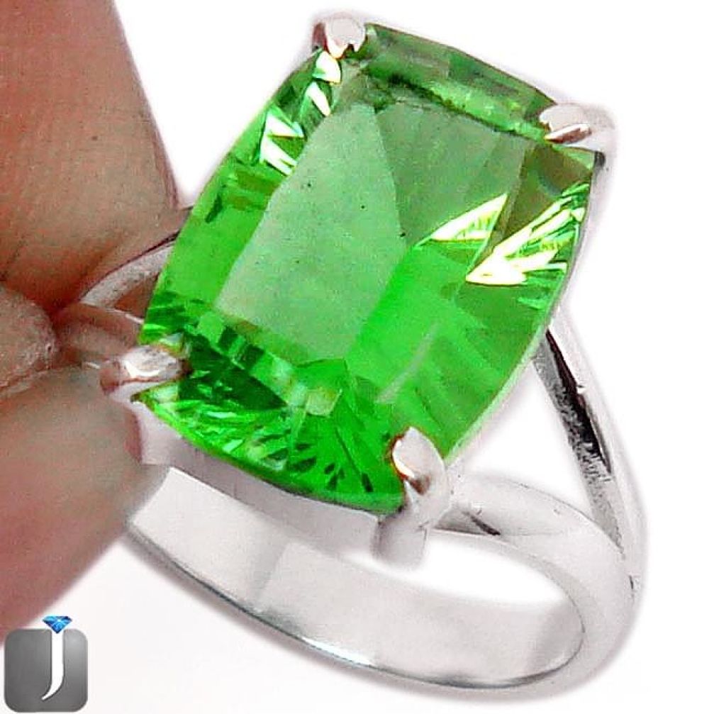 6.47cts GREEN PARROT QUARTZ 925 STERLING SILVER RING JEWELRY SIZE 8 F27669