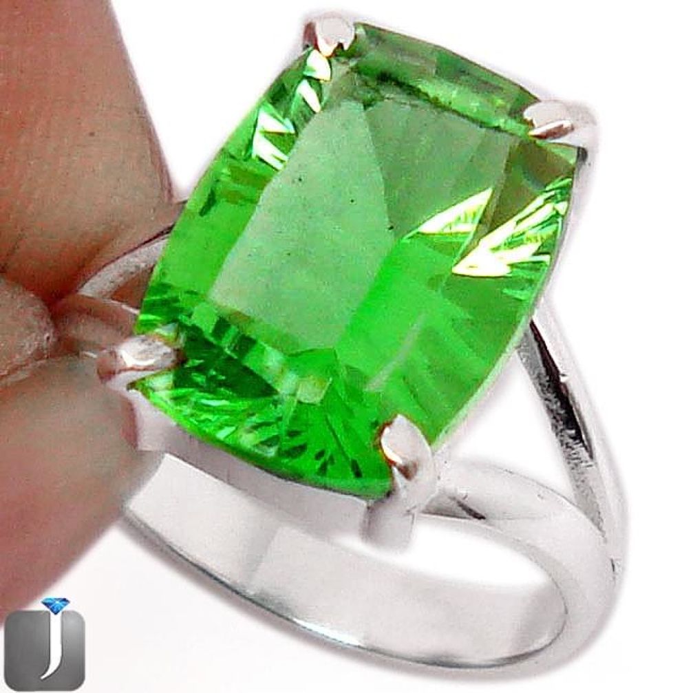 6.33cts GREEN PARROT QUARTZ 925 STERLING SILVER RING JEWELRY SIZE 8 F27670