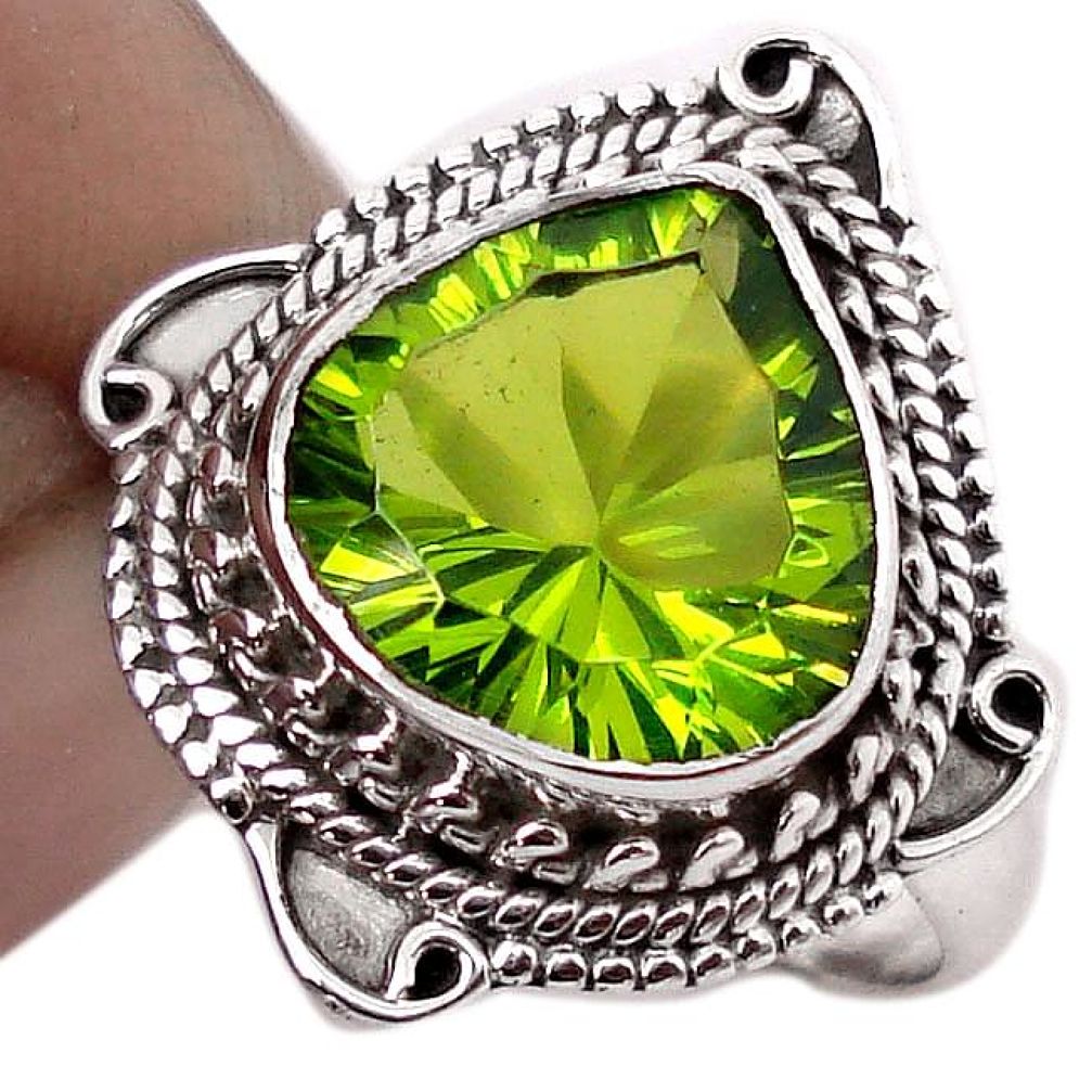 5.30cts GREEN PARROT QUARTZ 925 STERLING SILVER RING JEWELRY SIZE 7.5 F67858