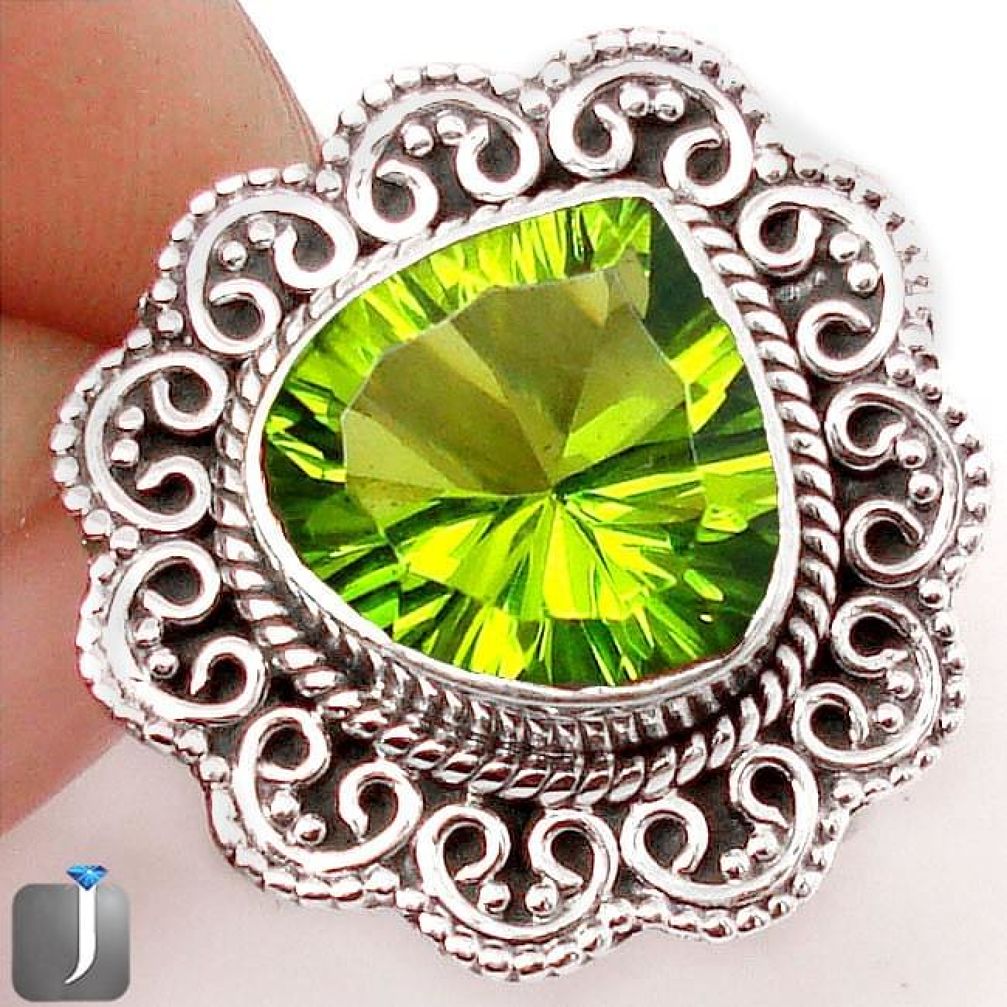 5.63cts GREEN PARROT QUARTZ 925 STERLING SILVER RING JEWELRY SIZE 7 F85385