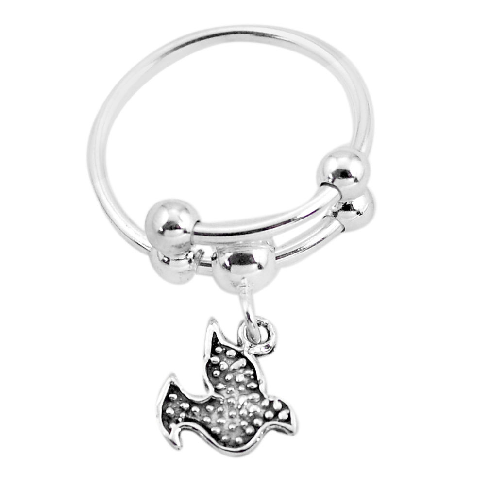3.26gms indonesian bali style solid 925 silver bird charm ring size 7 c3059