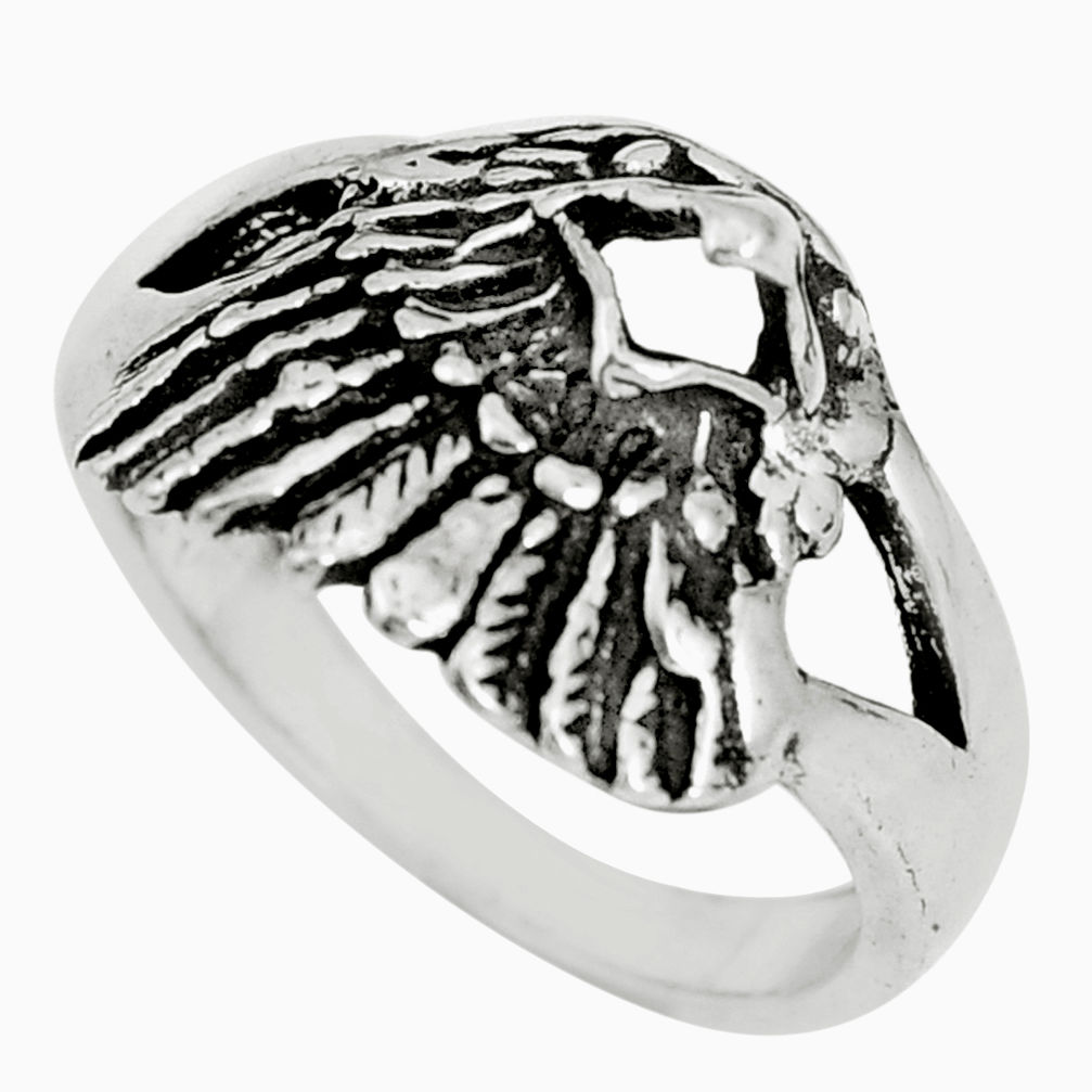 4.47gms indonesian bali style solid 925 silver eagle charm ring size 6.5 c5250