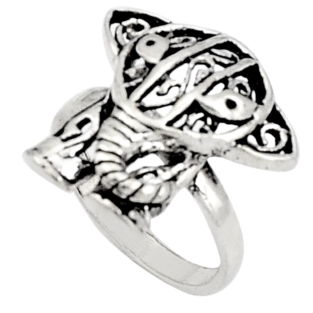 5.69gms indonesian bali style solid 925 silver elephant ring size 7.5 c5251