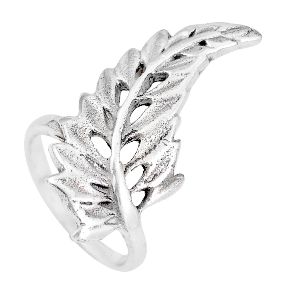 5.48gms indonesian bali style solid 925 silver feather charm ring size 5.5 c3622