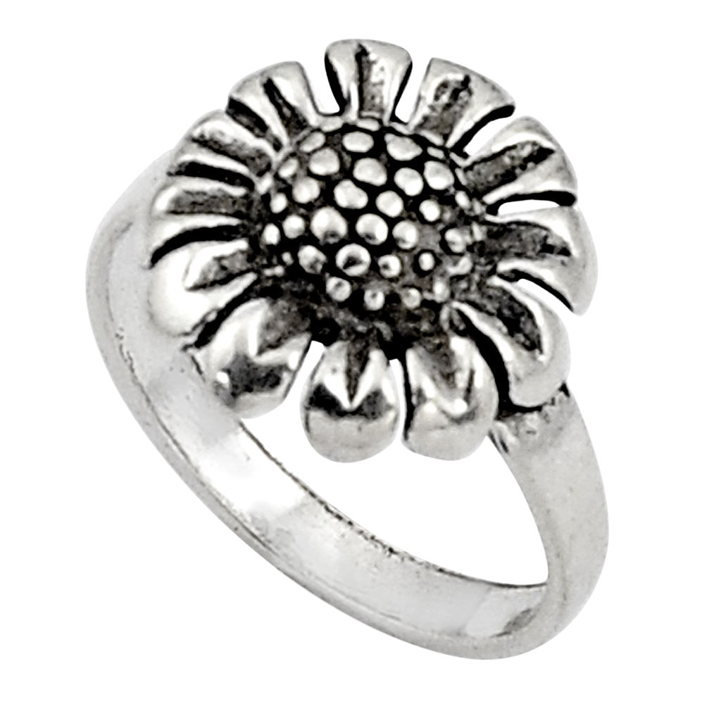 4.26gms indonesian bali style solid 925 silver flower ring size 7.5 c5239