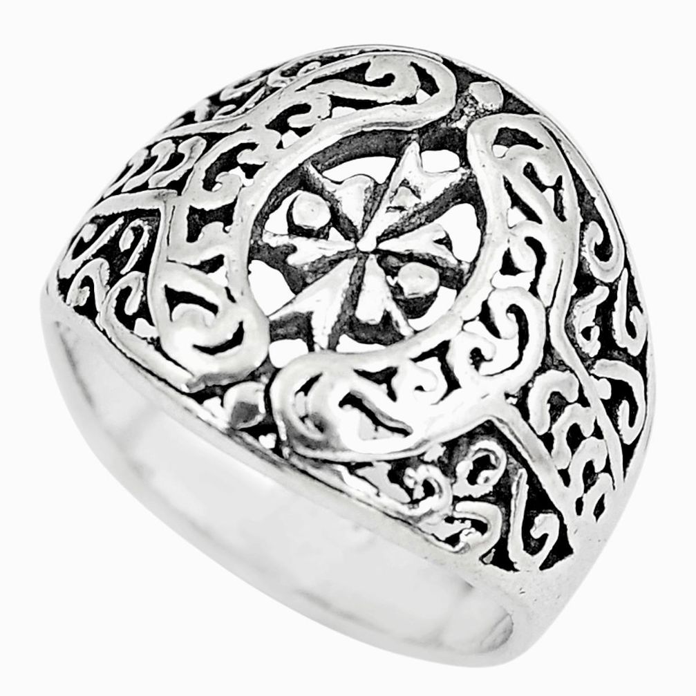 4.89gms indonesian bali style solid 925 sterling silver flower ring size 6 c5255